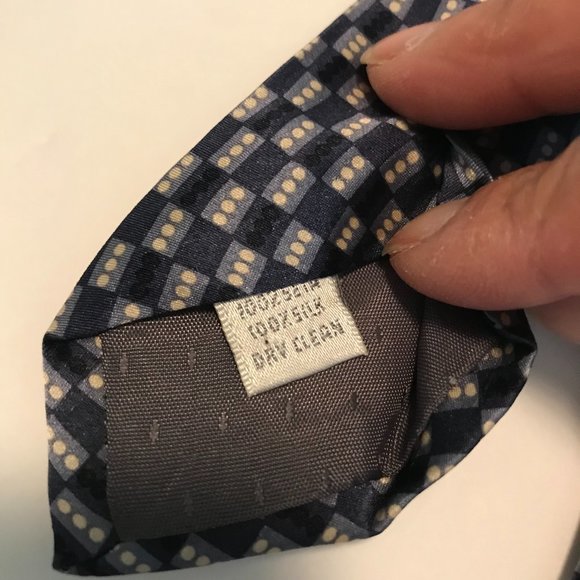 Lamberti Blue Geometric Print Silk Tie - Picture 4 of 4